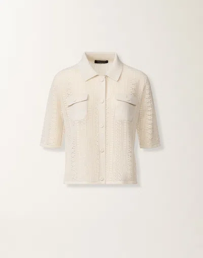 Fabiana Filippi Organic Cotton Polo With Lustrous Viscose In White