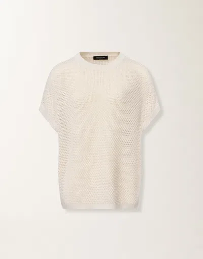 Fabiana Filippi Cape In Organic Cotton With Shiny Viscose In White