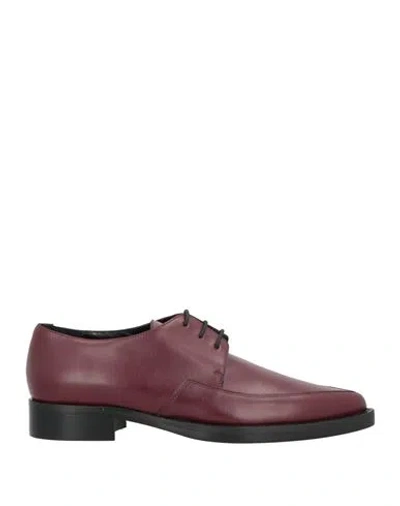 Fabiana Filippi Woman Lace-up Shoes Burgundy Size 7 Leather In Red