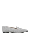 Fabiana Filippi Woman Loafers Light Grey Size 10 Virgin Wool, Silk, Cashmere, Alpaca Wool, Polyester In Gray