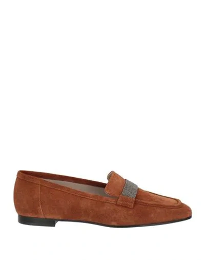 Fabiana Filippi Woman Loafers Tan Size 7.5 Leather In Brown