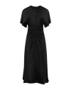 Fabiana Filippi Ruched Wool-satin A-line Midi Dress In Black