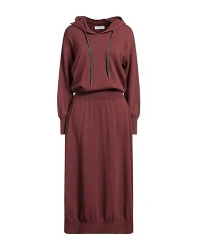 Fabiana Filippi Woman Maxi Dress Burgundy Size 4 Merino Wool, Silk, Cashmere In Red