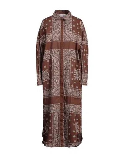 Fabiana Filippi Bandana-print Cotton Maxi Shirtdress In Brown