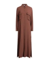 Fabiana Filippi Woman Maxi Dress Chocolate Brown Size 2 Acetate, Silk