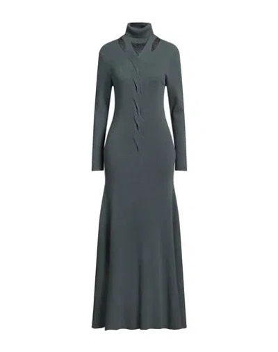 Fabiana Filippi Woman Maxi Dress Dark Green Size 8 Virgin Wool, Silk, Cashmere