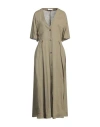 Fabiana Filippi Woman Maxi Dress Military Green Size 10 Linen In Green