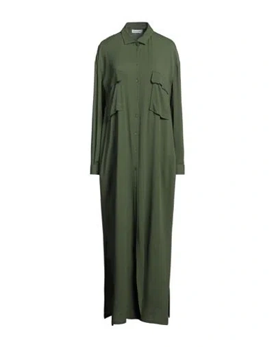 Fabiana Filippi Woman Maxi Dress Military Green Size 12 Acetate, Silk