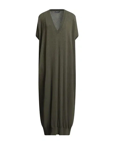 Fabiana Filippi Woman Maxi Dress Military Green Size M Merino Wool, Silk, Cashmere