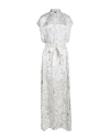 Fabiana Filippi Long Flower Pattern Dress With Belt In Off White