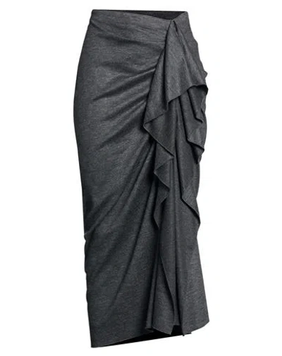 Fabiana Filippi Woman Maxi Skirt Charcoal Size 8 Virgin Wool, Polyamide, Elastane In Animal Print