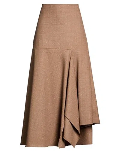 Fabiana Filippi Woman Maxi Skirt Light Brown Size 4 Virgin Wool, Silk, Polyester, Polyamide In Neutral