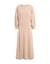 Fabiana Filippi Woman Midi Dress Beige Size 12 Wool, Alpaca Wool, Polyamide, Silk, Cashmere