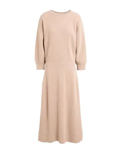 Fabiana Filippi Woman Midi Dress Beige Size 12 Wool, Alpaca Wool, Polyamide, Silk, Cashmere In Beige