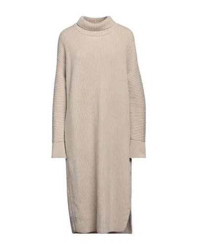 Fabiana Filippi Woman Midi Dress Beige Size 12 Cashmere, Virgin Wool
