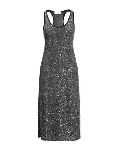 Fabiana Filippi Woman Midi Dress Black Size 6 Virgin Wool, Silk, Cashmere In Gray