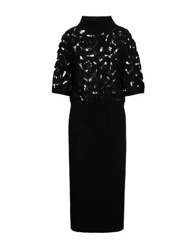 Fabiana Filippi Woman Midi Dress Black Size 8 Acrylic, Wool, Polyamide, Polyester, Silk