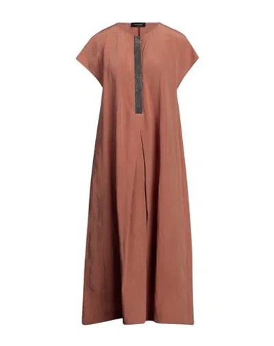 Fabiana Filippi Woman Midi Dress Camel Size 10 Linen In Beige