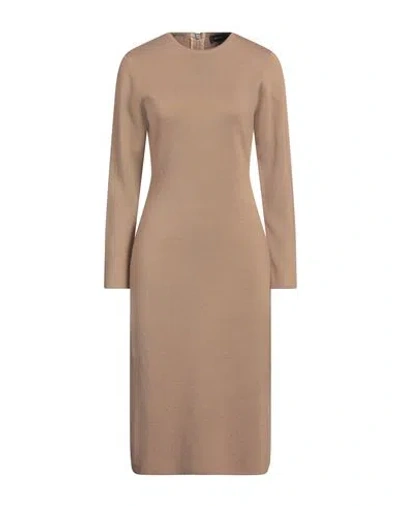 Fabiana Filippi Woman Midi Dress Camel Size 10 Merino Wool In Beige