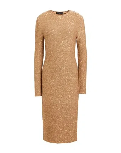 FABIANA FILIPPI FABIANA FILIPPI WOMAN MIDI DRESS CAMEL SIZE 6 POLYAMIDE, POLYESTER, VISCOSE, ELASTANE