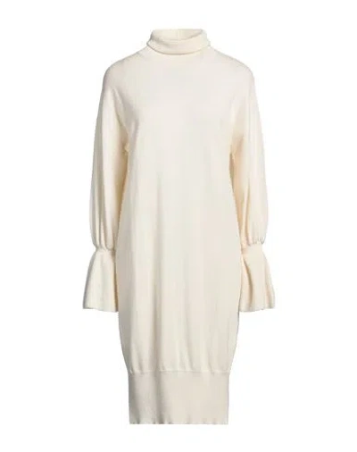 Fabiana Filippi Woman Midi Dress Cream Size 10 Virgin Wool, Silk, Cashmere In White