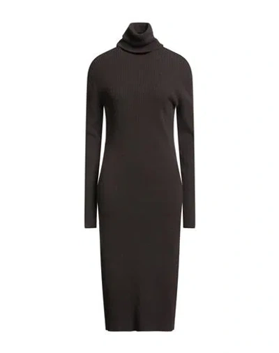 Fabiana Filippi Woman Midi Dress Dark Brown Size 14 Virgin Wool, Silk, Cashmere