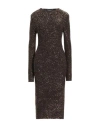 Fabiana Filippi Woman Midi Dress Dark Brown Size 6 Polyamide, Polyester, Viscose, Elastane In Brown