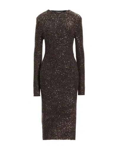 Fabiana Filippi Woman Midi Dress Dark Brown Size 6 Polyamide, Polyester, Viscose, Elastane