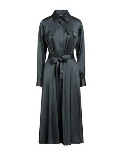 Fabiana Filippi Woman Midi Dress Deep Teal Size 12 Viscose, Wool, Ecobrass In Blue