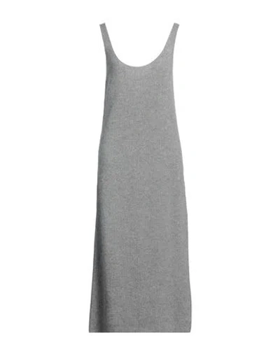 Fabiana Filippi Woman Midi Dress Grey Size 10 Merino Wool, Wool, Polyamide, Silk, Cashmere
