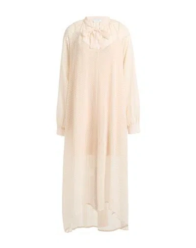 Fabiana Filippi Woman Midi Dress Ivory Size 10 Cotton, Silk In Pink