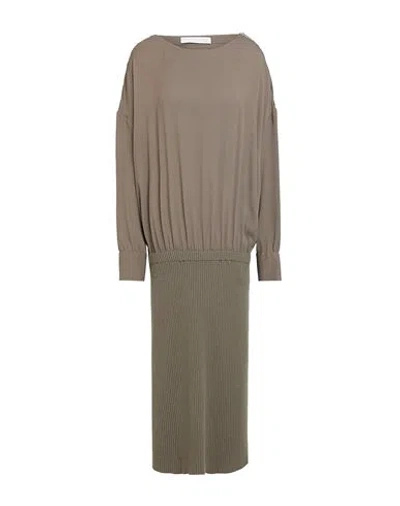Fabiana Filippi Woman Midi Dress Khaki Size 10 Merino Wool, Silk, Cashmere, Acetate In Beige