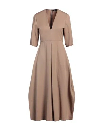 Fabiana Filippi Woman Midi Dress Light Brown Size 10 Virgin Wool In Beige