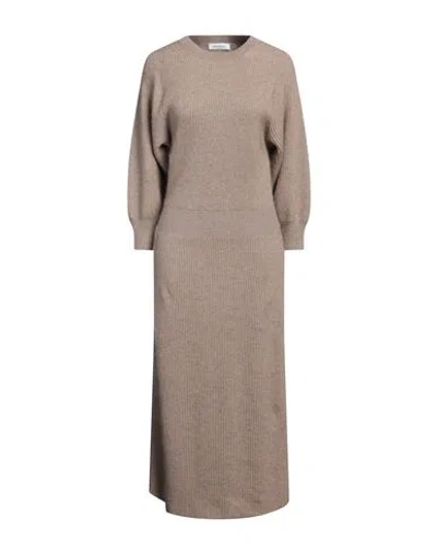 Fabiana Filippi Woman Midi Dress Light Brown Size 8 Wool, Alpaca Wool, Polyamide, Silk, Cashmere In Beige