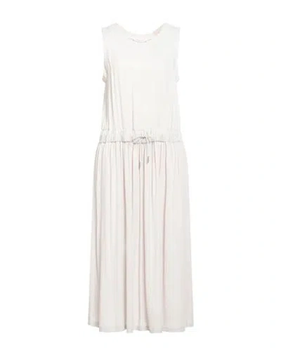 Fabiana Filippi Woman Midi Dress Light Grey Size 10 Acetate, Silk In White
