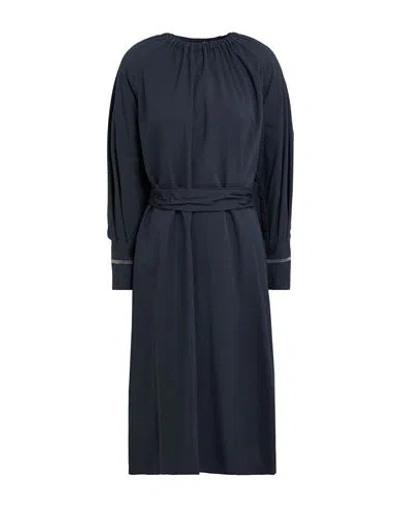Fabiana Filippi Woman Midi Dress Midnight Blue Size 4 Virgin Wool, Cotton, Brass