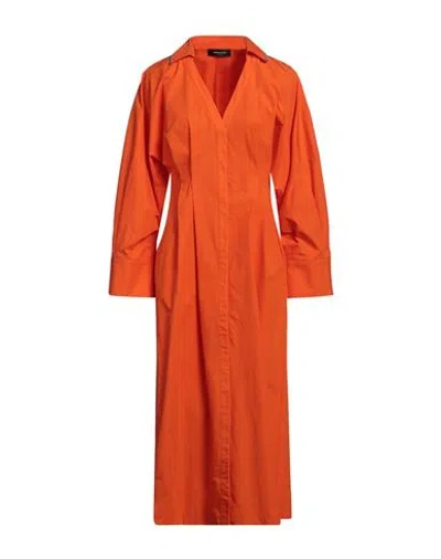 Fabiana Filippi Woman Midi Dress Orange Size 8 Cotton, Ecobrass