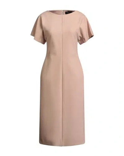 Fabiana Filippi Woman Midi Dress Sand Size 8 Polyester, Virgin Wool, Elastane In Brown