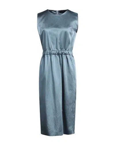 Fabiana Filippi Woman Midi Dress Slate Blue Size 12 Cotton, Acetate