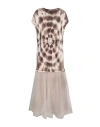 Fabiana Filippi Woman Midi Dress Taupe Size 4 Cotton, Linen, Polyester, Polyamide In Grey