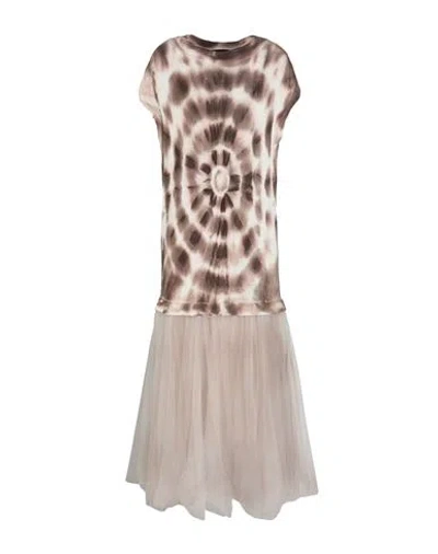 Fabiana Filippi Woman Midi Dress Taupe Size 4 Cotton, Linen, Polyester, Polyamide In Grey