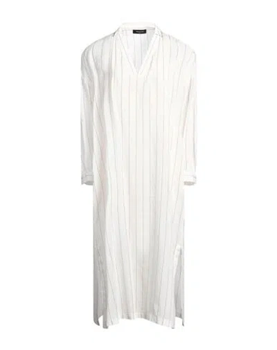 Fabiana Filippi Woman Midi Dress White Size 12 Linen, Viscose, Silk, Cotton In Neutral