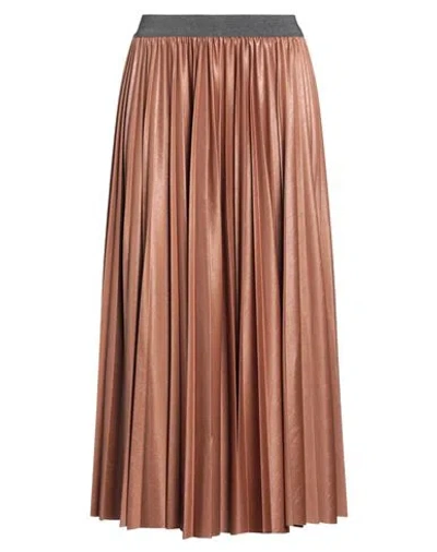 Fabiana Filippi Woman Midi Skirt Brown Size 4 Polyester, Polyamide, Elastane