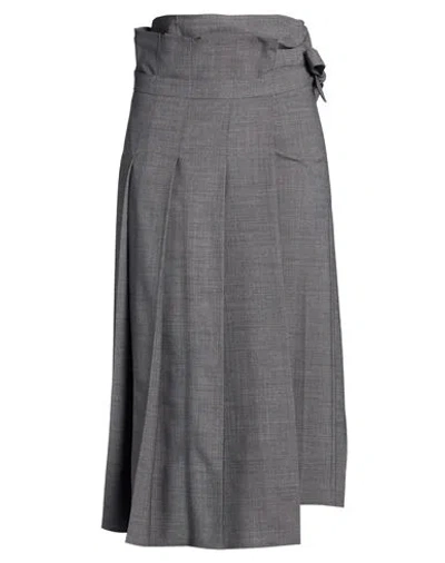 Fabiana Filippi Woman Midi Skirt Grey Size 10 Virgin Wool, Polyamide, Elastane In Gray