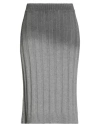 Fabiana Filippi Woman Midi Skirt Grey Size 12 Merino Wool, Silk, Cashmere, Ecobrass In Gray