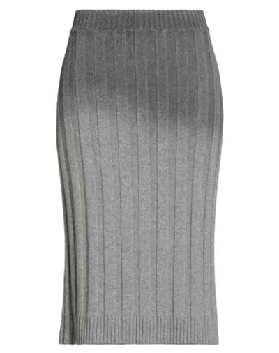Fabiana Filippi Woman Midi Skirt Grey Size 12 Merino Wool, Silk, Cashmere, Ecobrass In Gray