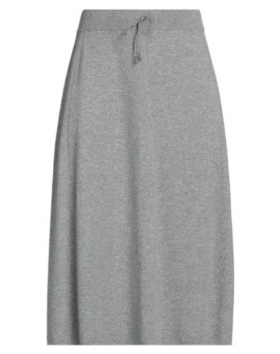 Fabiana Filippi Woman Midi Skirt Light Grey Size 12 Merino Wool, Silk, Cashmere In Gray