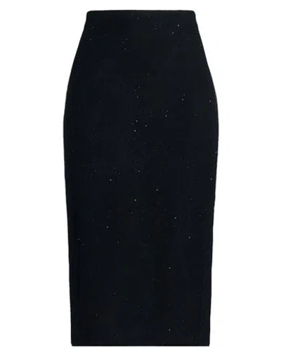 Fabiana Filippi Woman Midi Skirt Midnight Blue Size 10 Cotton, Linen, Polyester In Black