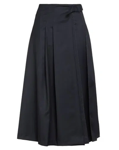 Fabiana Filippi Woman Midi Skirt Midnight Blue Size 8 Virgin Wool In Black