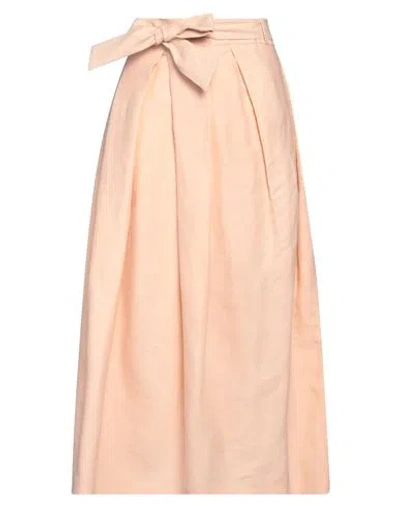 Fabiana Filippi Woman Midi Skirt Salmon Pink Size 8 Linen, Cotton, Elastane